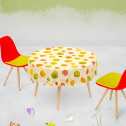 ArtzFolio Yellow & Green Printed Canvas Anti-Slip Round 4-Seater Table Cover-10