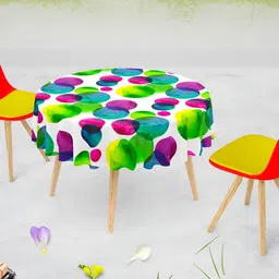 ArtzFolio Green & Blue Anti-Slip Round 4-Seater Table Cover-55