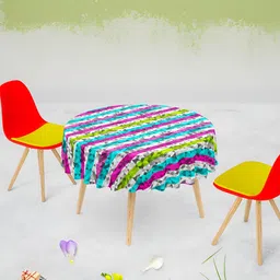 ArtzFolio Multicoloured Anti-Slip Round 4-Seater Table Cover-8