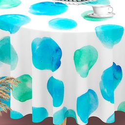 ArtzFolio White & Blue Printed Anti-Slip Round Table Cover-image-103