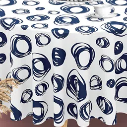 ArtzFolio White & Black Abstract Printed Anti Slip Round Table Cover-27