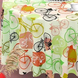 ArtzFolio Green & Black  Anti-Slip Round 4-Seater Table Cover-21
