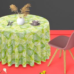 ArtzFolio White & Green Anti-Slip Round 4-Seater Table Cover-image-73