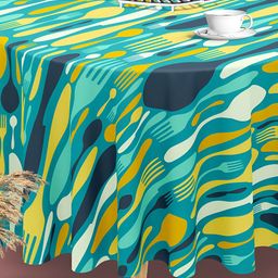 ArtzFolio Multicoloured Anti-Slip Round 4-Seater Table Cover-11