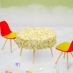 ArtzFolio Beige & Green Printed Velvet Anti-Slip Round Table Cover-picture-23