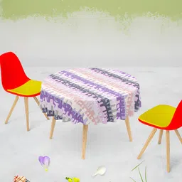ArtzFolio Purple & Grey Printed Anti-Slip Round Table Cover-34