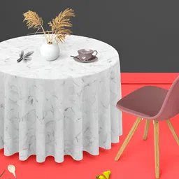 ArtzFolio White Anti-Slip Round 4 Seater Table Cover-53