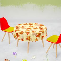 ArtzFolio Yellow & Red Anti-Slip Round 4-Seater Table Cover-picture-29