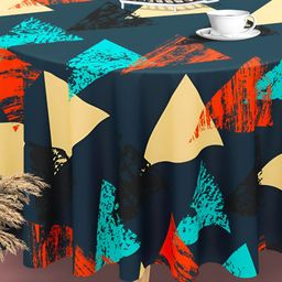ArtzFolio Blue & Red Anti-Slip Round 4-Seater Table Cover-image-92