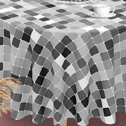 ArtzFolio Black & Grey Printed Anti-Slip Round Table Cover-24