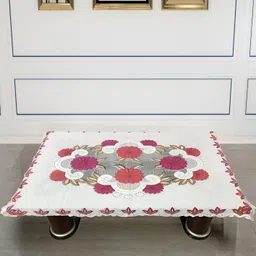 BIGGER FISH Pink Printed Cotton 4-Seater Table Cover-35