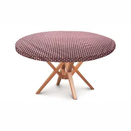 Stylista Pink & Peach Geometric Printed Waterproof Elastic Round 4 Seater Table Cover-image-57