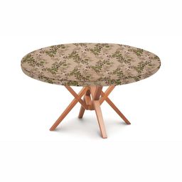 Stylista Beige & Green Floral Printed Waterproof Round Elasticated 4 Seater Table Cover-image-27