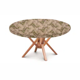 Stylista Beige & Green Floral Printed Waterproof Elastic Round 4 Seater Table Cover-image-86
