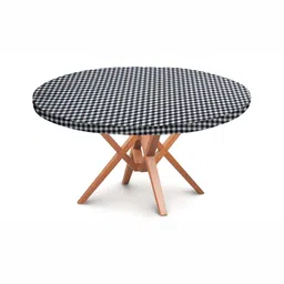 Stylista White & Black Geometric Round Fitted Table Cover-8