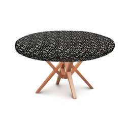 Stylista White & Black Floral Printed Waterproof Round 4 Seater Table Cover-19