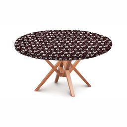 Stylista Brown & White Floral Printed Waterproof Elasticated Round 4 Seater Table Cover-image-86