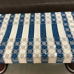 BIGGER FISH Blue & White Floral Cotton 4-Seater Table Cover-34