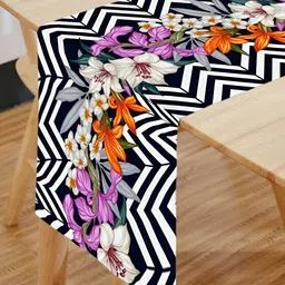 HOMADORN Off White Floral 6 Seater Table Cover-28