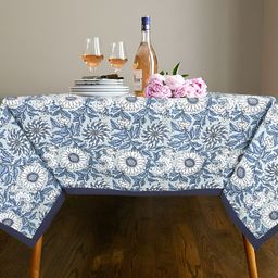 Texstylers Green Floral Anti-Skid Cotton 6-Seater Table Cover-56