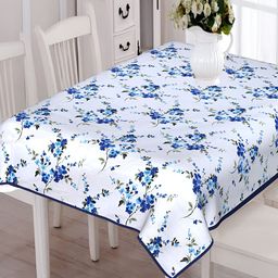Texstylers White & Blue Floral Anti Slip Cotton 6 Seater Rectangular Table Cover-image-73