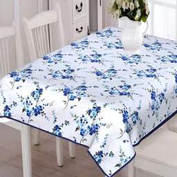 Texstylers Blue & White Floral Anti Slip Cotton 6 Seater Rectangle Table Cover-image-67