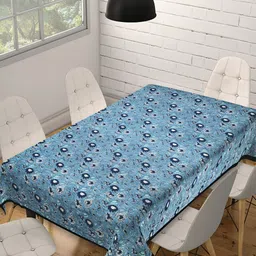 Texstylers Blue Floral Anti Slip Cotton 6 Seater Table Cover-image-52