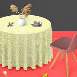 ArtzFolio Green Printed Anti-Slip Round 6-Seater Table Cover-image-96