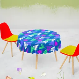 ArtzFolio Blue & Green Geometric Printed Anti Slip Round Table Cover-11