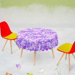 ArtzFolio Purple & WHite Anti-Slip Round 6-Seater Table Cover-image-98