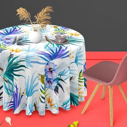 ArtzFolio White Anti-Slip Round 6-Seater Table Cover-image-58