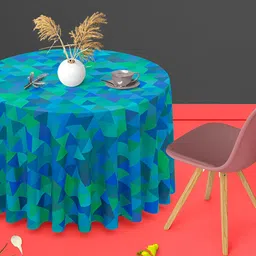 ArtzFolio Blue & Green Printed Anti-Slip Round Table Cover-13