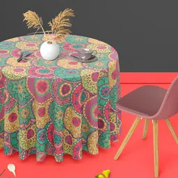 ArtzFolio Multicoloured Anti-Slip Round 6-Seater Table Cover-image-71