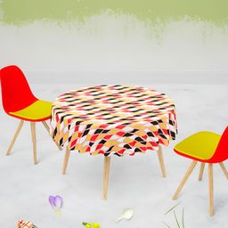 ArtzFolio Black & Pink Anti-Slip Round 6-Seater Table Cover-20