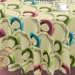ArtzFolio Beige Anti-Slip Round 6-Seater Table Cover-image-34