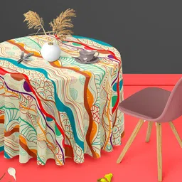 ArtzFolio Multicoloured Anti-Slip Round 6-Seater Table Cover-image-87