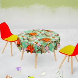 ArtzFolio Green & Red Anti-Slip Velvet Round 6-Seater Table Cover-picture-26
