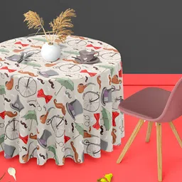 ArtzFolio Multicoloured Anti-Slip Round 6-Seater Table Cover-image-24