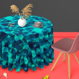 ArtzFolio Blue & Green Anti-Slip Round 6-Seater Table Cover-image-80