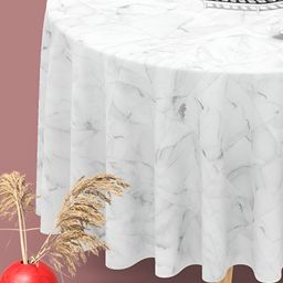 ArtzFolio White Printed Anti-Slip Round 6-Seater Table Cover-image-100