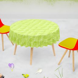 ArtzFolio Green Printed Anti-Slip Round 6-Seater Table Cover-13