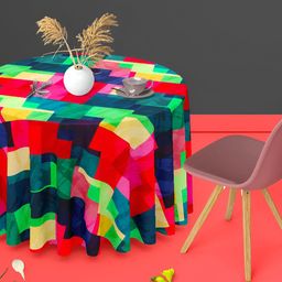 ArtzFolio Green & Red Anti-Slip Round 6-Seater Table Cover-image-26
