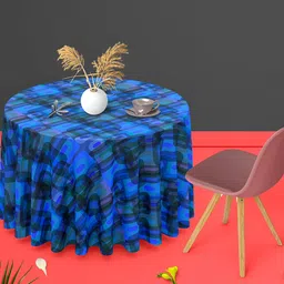 ArtzFolio Blue & Black Printed Velvet Anti-Slip Round Table Cover-picture-19