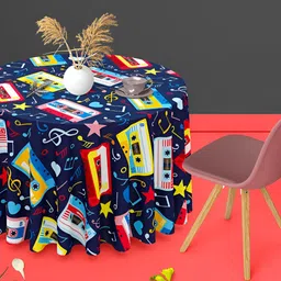 ArtzFolio Multicoloured Anti-Slip Round 6-Seater Table Cover-image-17