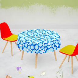 ArtzFolio White & Blue Printed Anti-Slip Round Table Cover-image-101