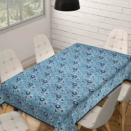 INDHOME LIFE Blue & Grey Printed Pure Cotton 6-Seater Table Cover-image-92