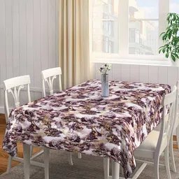Arrabi Brown & Purple Printed Rectangular 6-Seater Table Cover-16