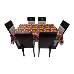 DREAM CARE Purple & Yellow Printed Waterproof 6 & 8 Seater Table Cover-48