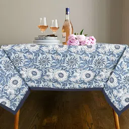 Texstylers Green Floral Anti-Skid Cotton 8-Seater Table Cover-58