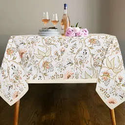Texstylers Beige Floral Anti-Skid Cotton 8-Seater Table Cover-picture-43
